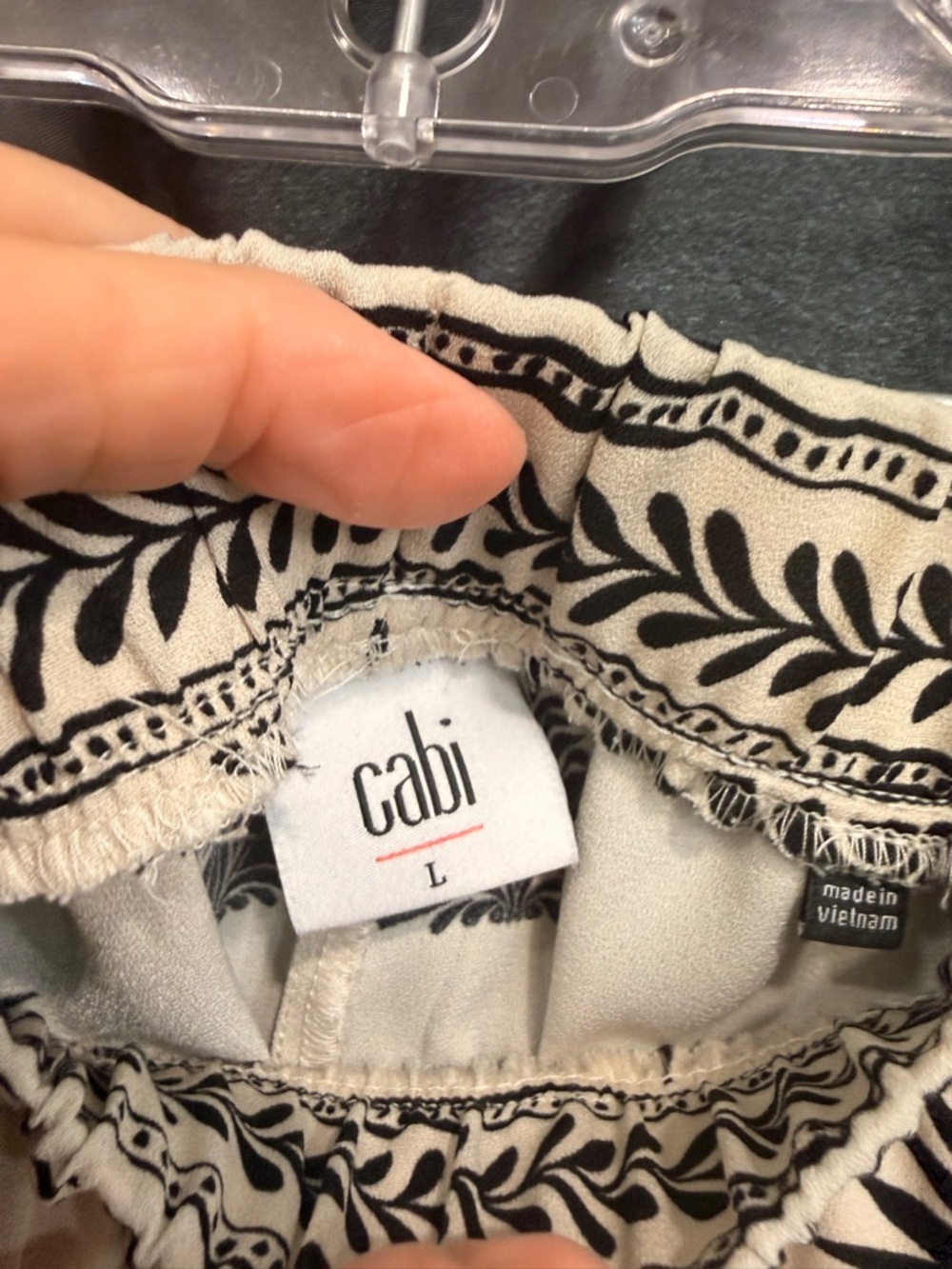 CAbi Black and Cream Leaf-Print Elastic-Waist Shorts - Picture 3 of 3